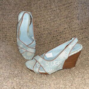 UGG-Hazel-Denim Blue-Platform Wedge Sandals/Shoes-Sz 5.5-Near Mint